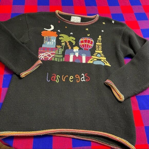 Cotton Salsa Las Vegas Hand Knitted Sweater Size Large - Picture 7 of 11